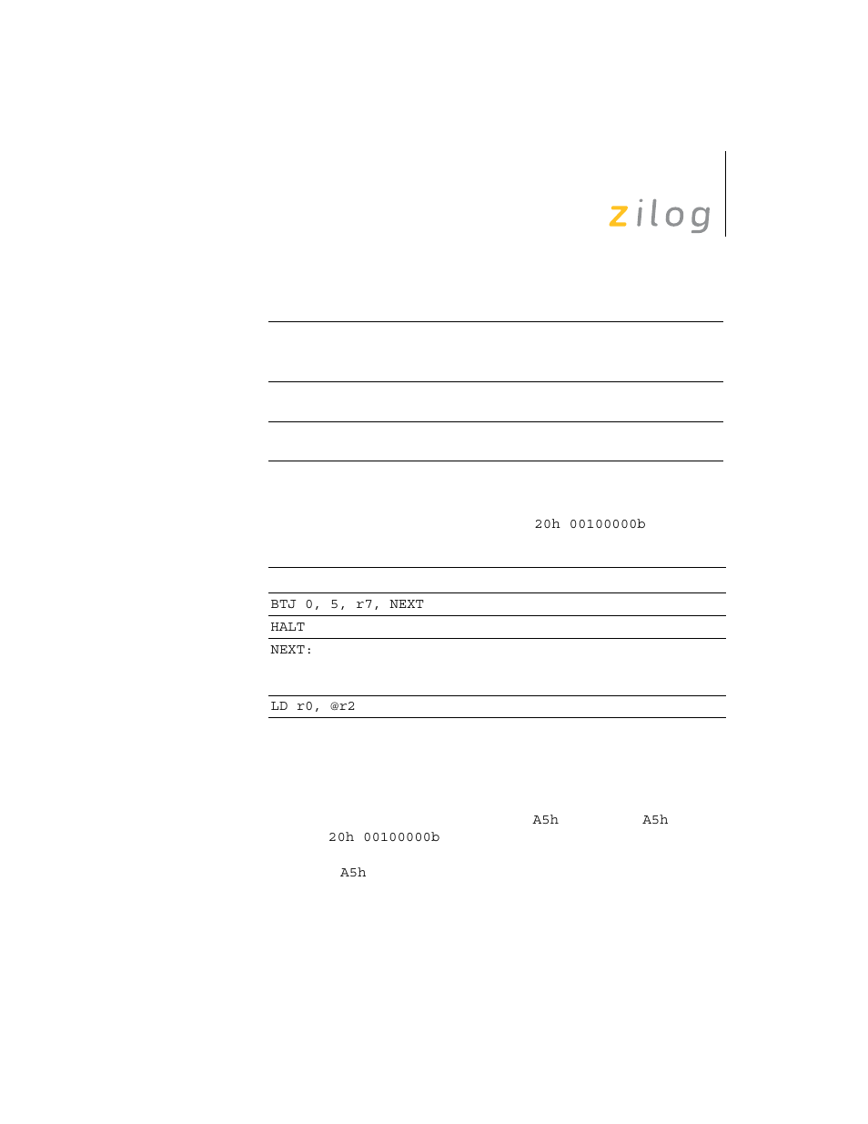 Zilog Z8F0130 User Manual | Page 119 / 314