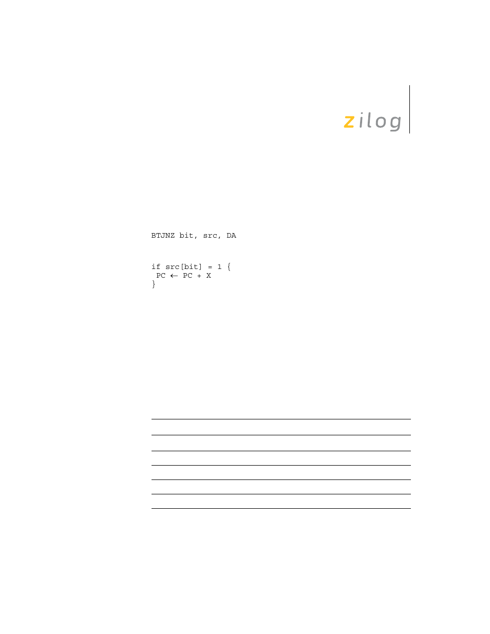Btjnz | Zilog Z8F0130 User Manual | Page 121 / 314