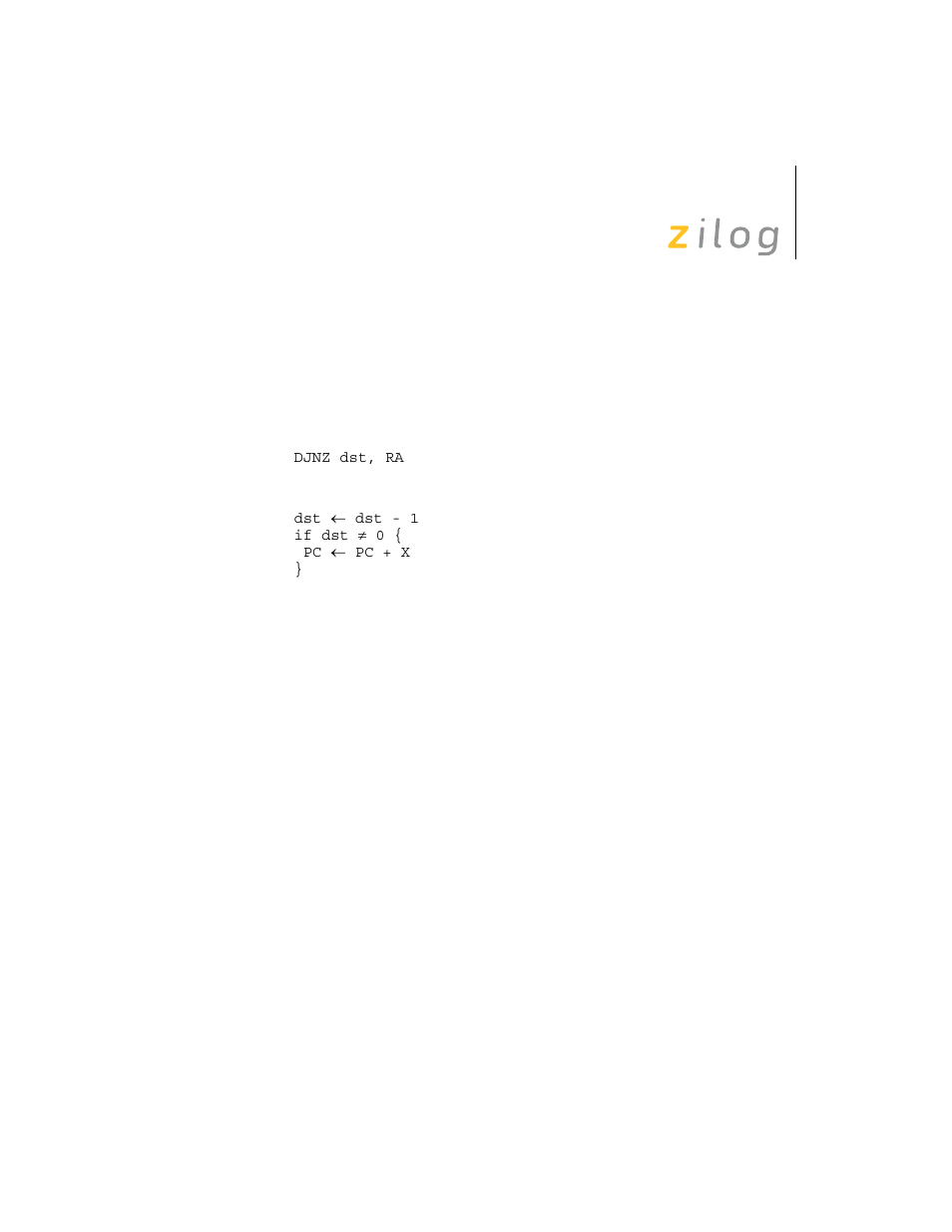 Djnz | Zilog Z8F0130 User Manual | Page 156 / 314
