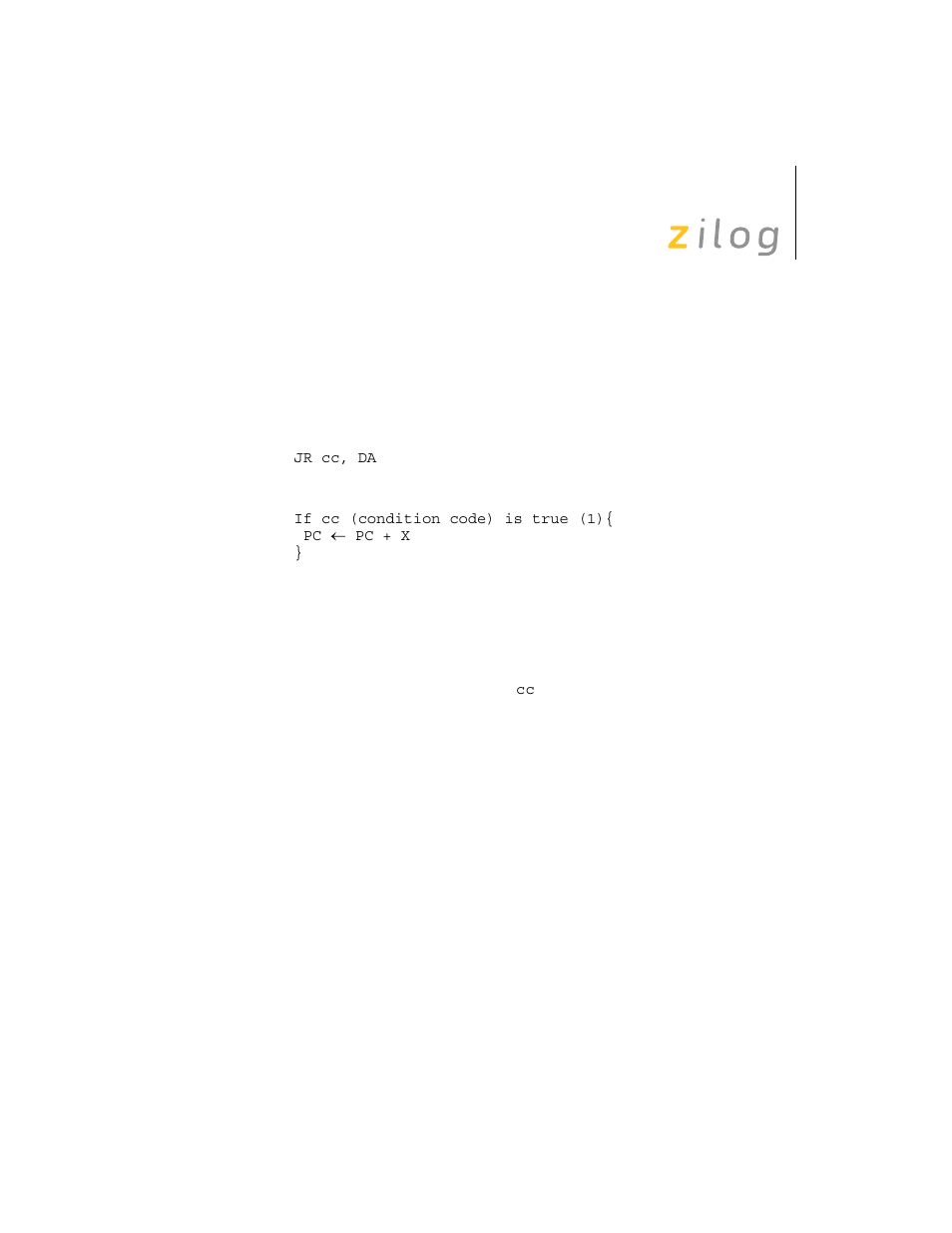Jr cc | Zilog Z8F0130 User Manual | Page 177 / 314