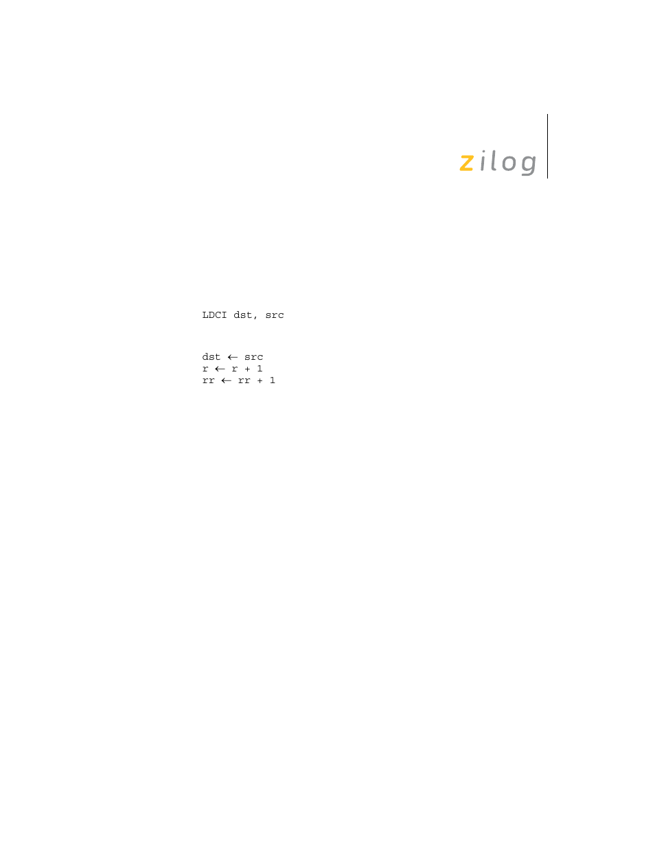 Ldci | Zilog Z8F0130 User Manual | Page 186 / 314