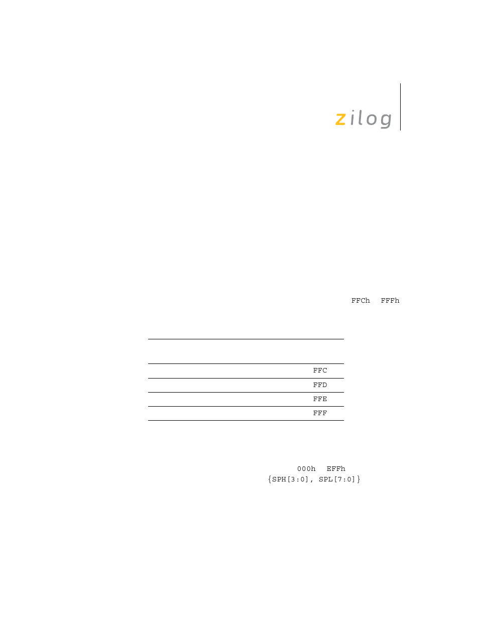 Ez8™ cpu control registers, Stack pointer registers, Cpu control registers | Zilog Z8F0130 User Manual | Page 19 / 314