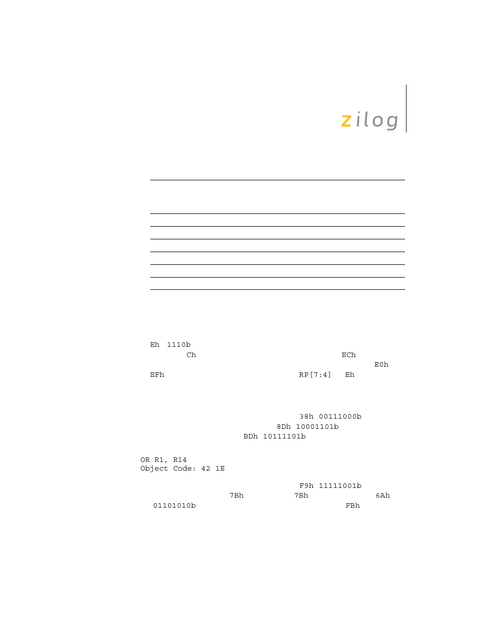 Zilog Z8F0130 User Manual | Page 208 / 314