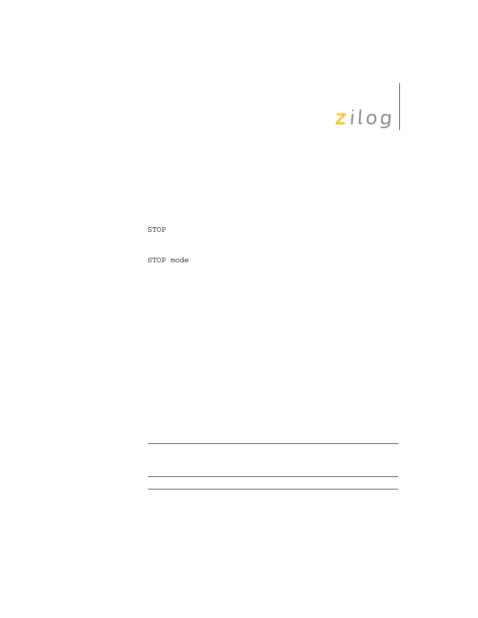 Stop | Zilog Z8F0130 User Manual | Page 245 / 314