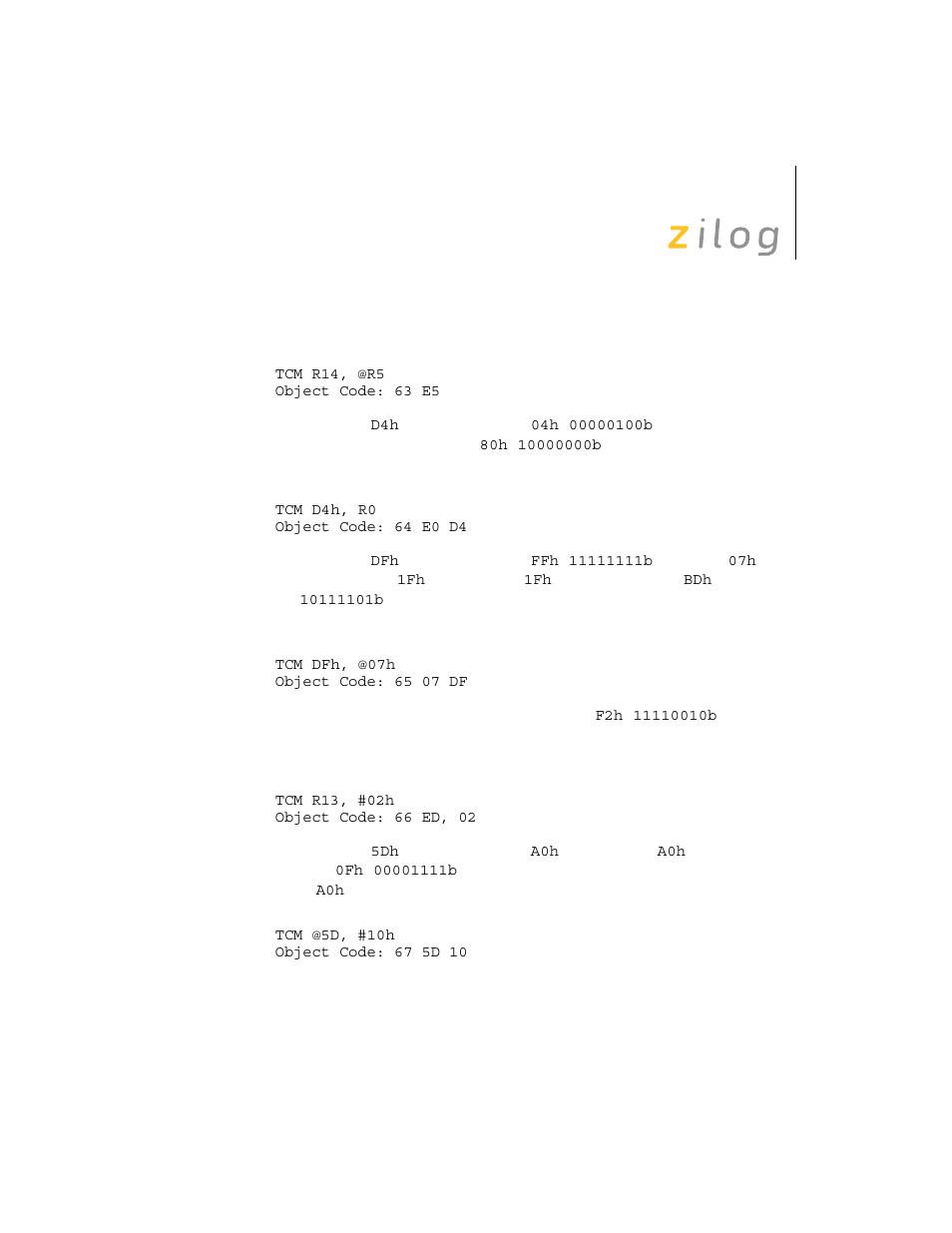 Zilog Z8F0130 User Manual | Page 256 / 314