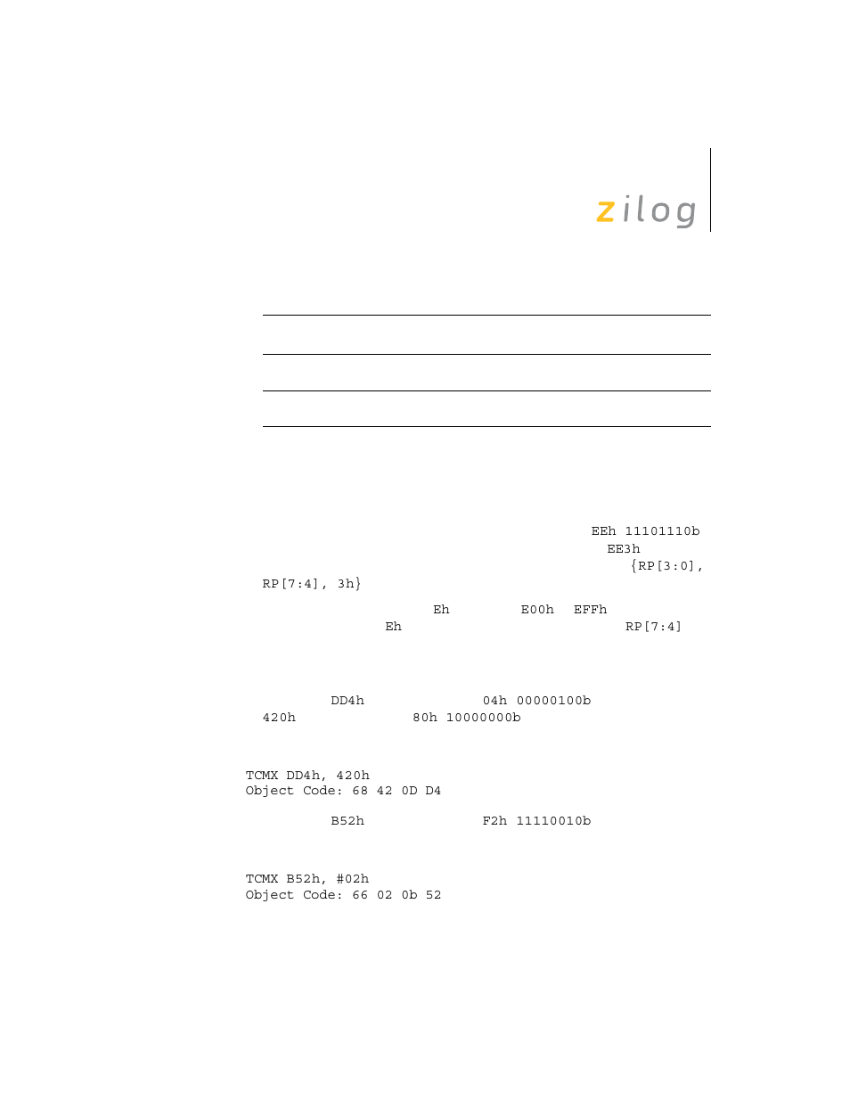 Zilog Z8F0130 User Manual | Page 258 / 314
