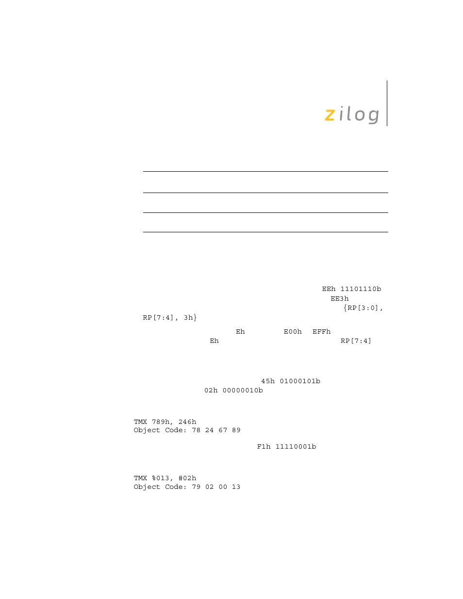 Zilog Z8F0130 User Manual | Page 263 / 314