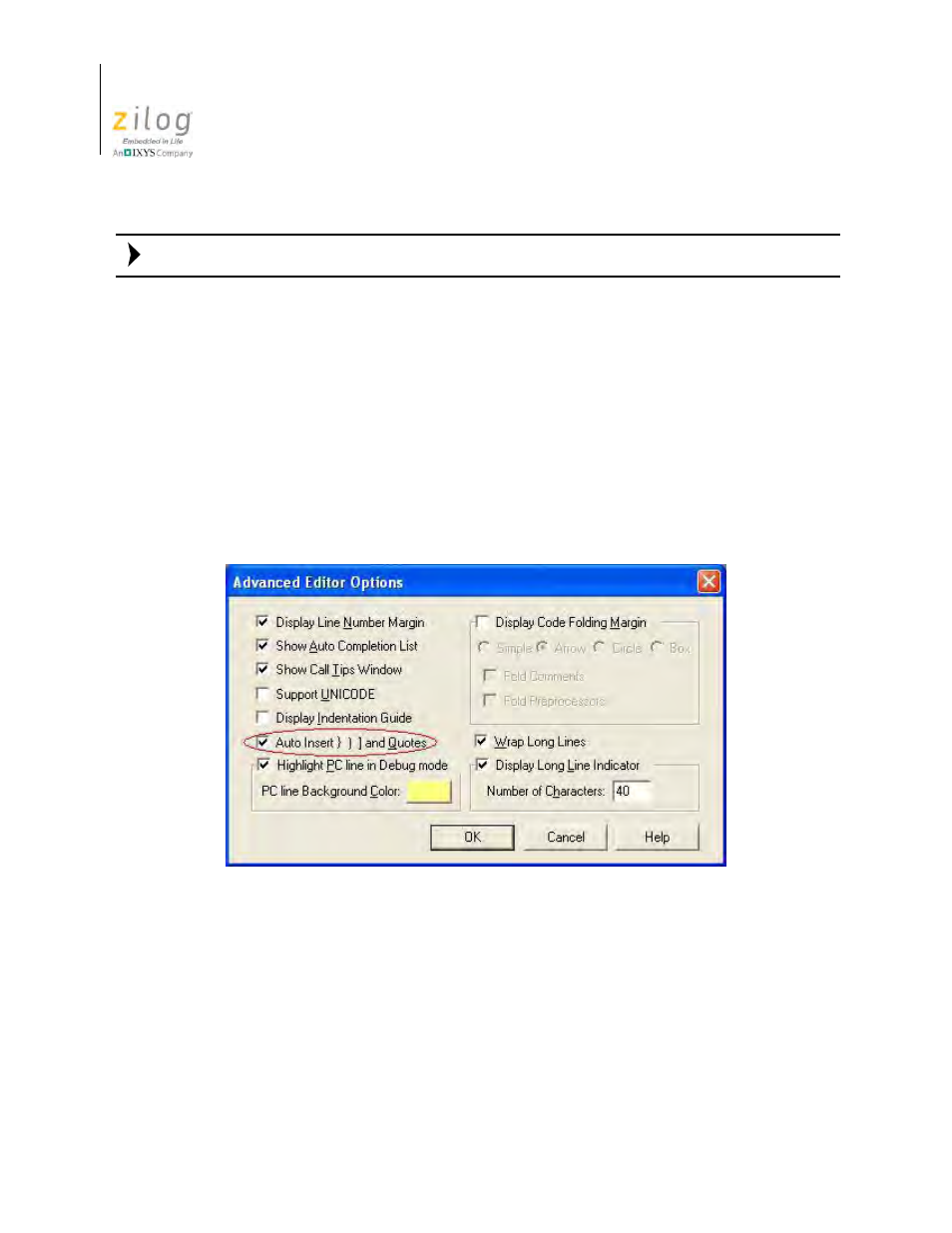 Long line indicator, See the | Zilog Z8F0130 User Manual | Page 192 / 582