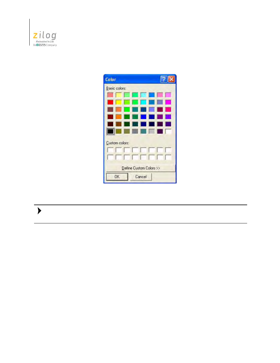 Code folding margin, Figure 117. color dialog box, E the | Zilog Z8F0130 User Manual | Page 198 / 582