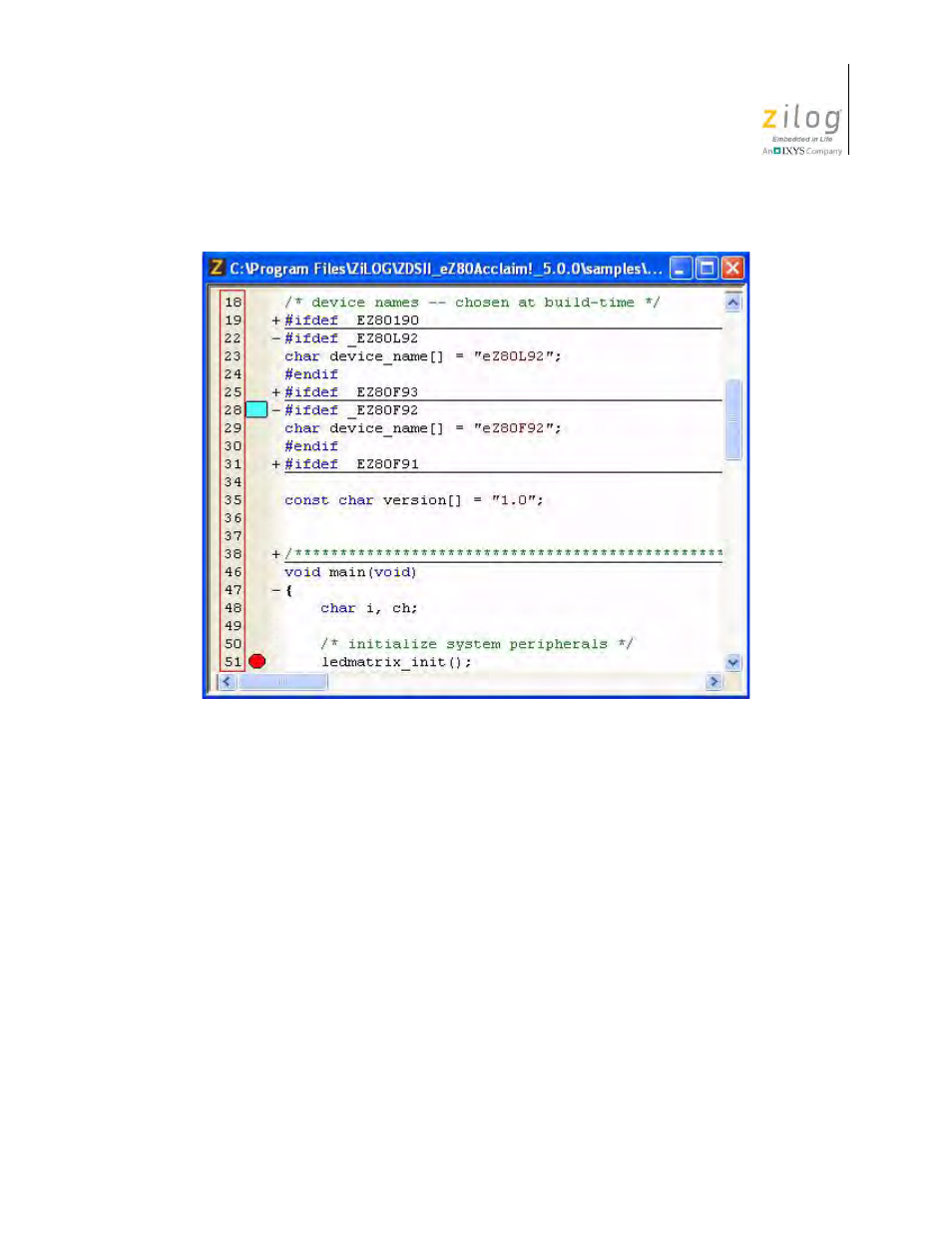 Figure 120. line number margin | Zilog Z8F0130 User Manual | Page 201 / 582