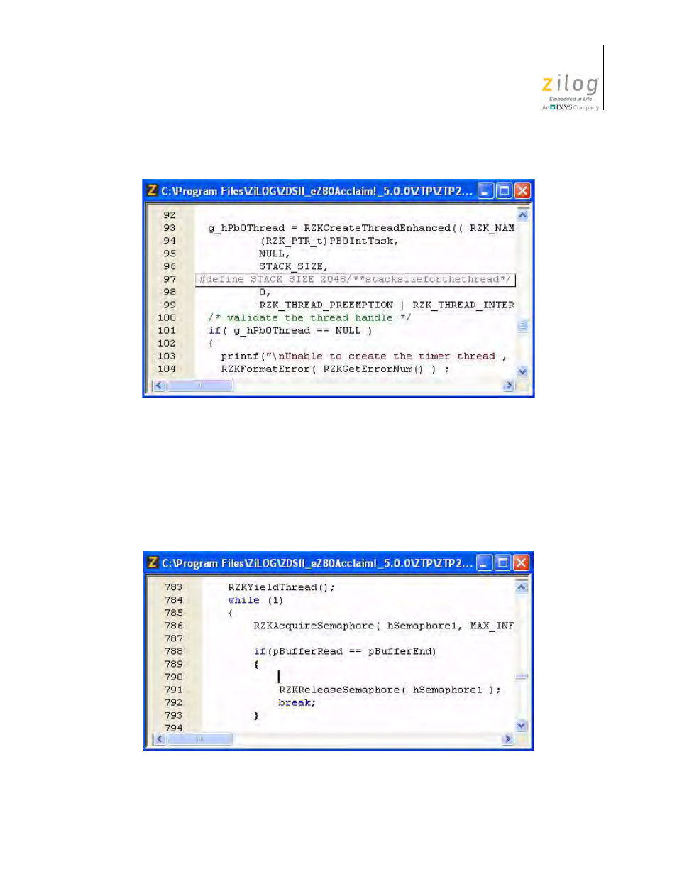 Highlighting and finding matched braces, Figure 122. type info tips, Figure 123. highlighting matching braces | Zilog Z8F0130 User Manual | Page 203 / 582