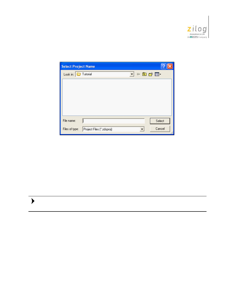 Figure 2, Select project name dialog box | Zilog Z8F0130 User Manual | Page 35 / 582