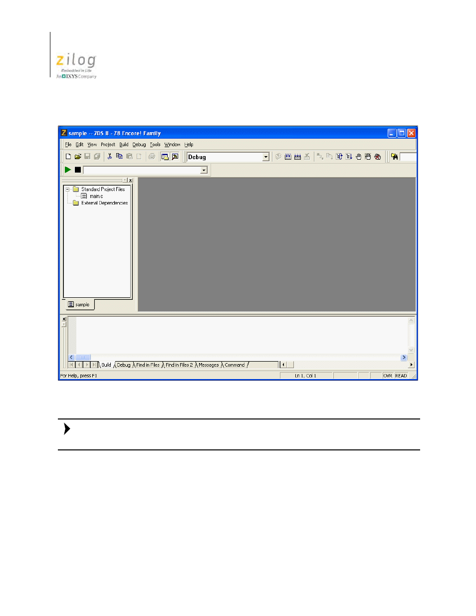 Set up the project, Figure 8, Sample project | Zilog Z8F0130 User Manual | Page 40 / 582