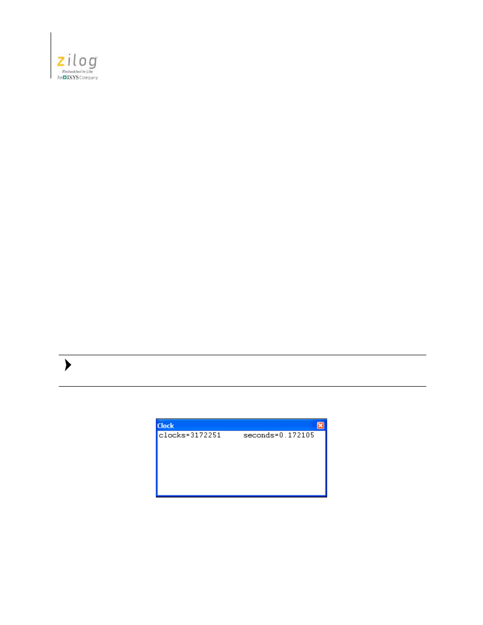 Clock window, Figure 145. clock window, In the | Zilog Z8F0130 User Manual | Page 414 / 582