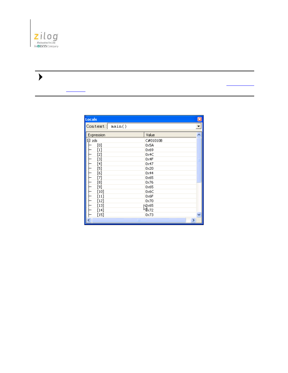 Call stack window, Figure 154. locals window | Zilog Z8F0130 User Manual | Page 424 / 582