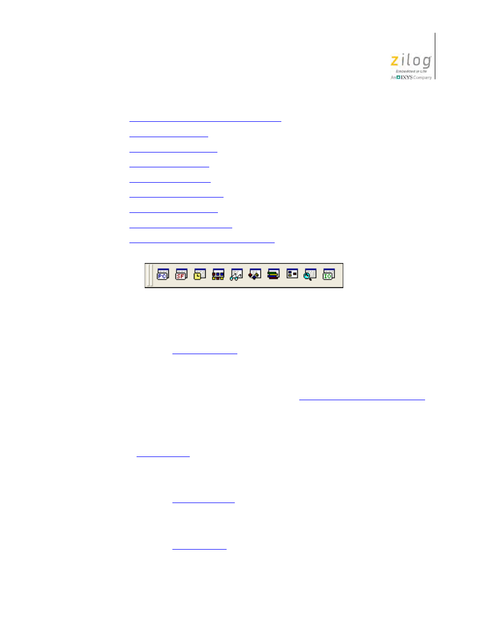 Figure 22. debug windows toolbar, Registers window button | Zilog Z8F0130 User Manual | Page 61 / 582