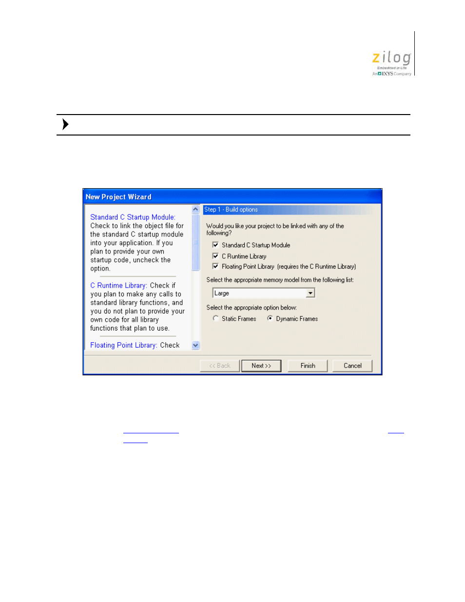 Figure 37. new project dialog box, build options | Zilog Z8F0130 User Manual | Page 75 / 582