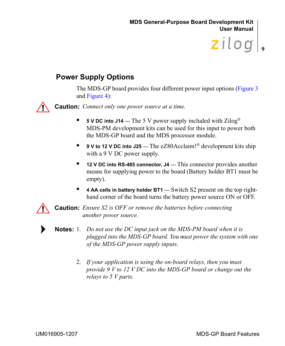 Power supply options | Zilog Z8F0411 User Manual | Page 14 / 83
