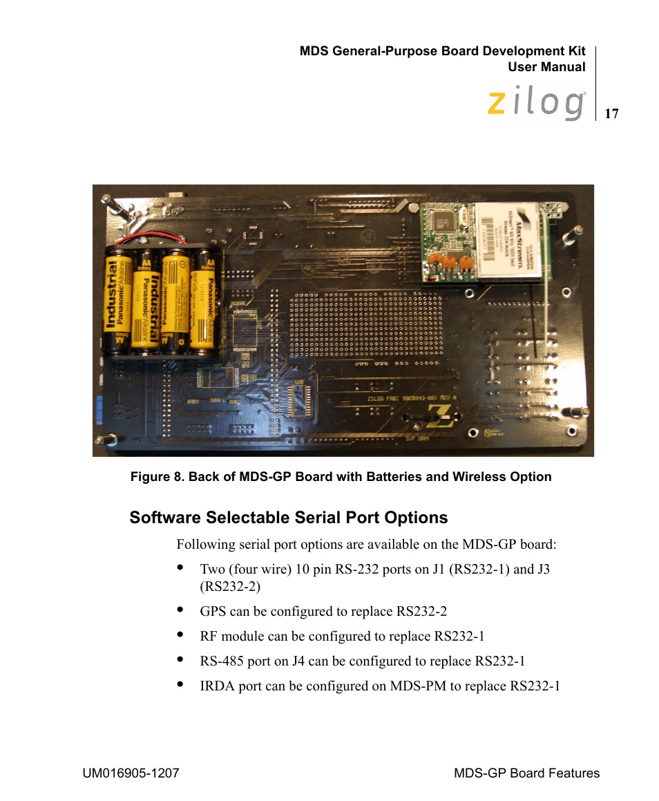 Software selectable serial port options, The module to the board, Figure 8 | Displays | Zilog Z8F0411 User Manual | Page 22 / 83