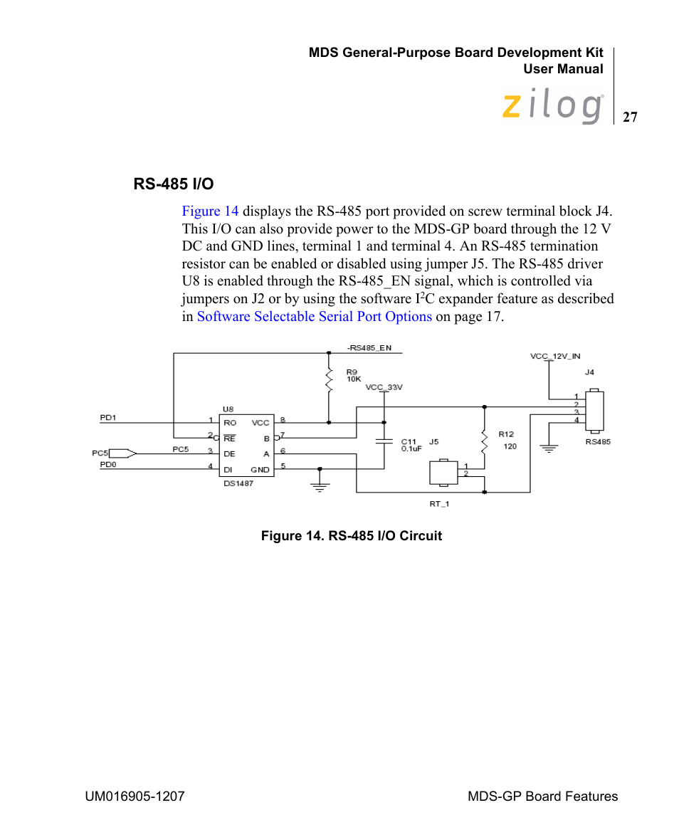 Rs-485 i/o | Zilog Z8F0411 User Manual | Page 32 / 83