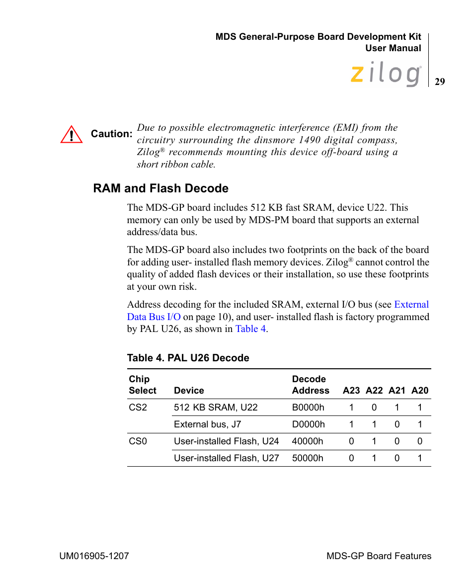 Ram and flash decode | Zilog Z8F0411 User Manual | Page 34 / 83