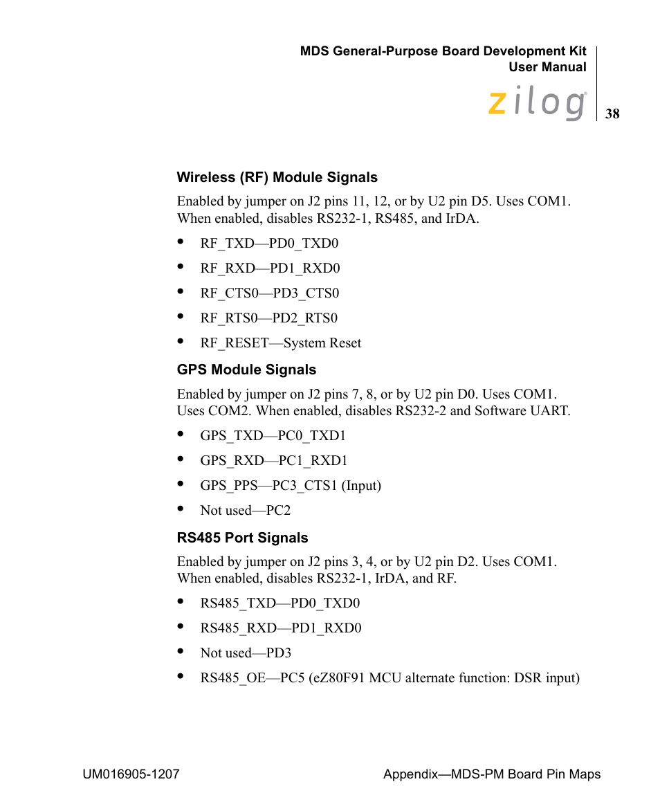 Zilog Z8F0411 User Manual | Page 49 / 83