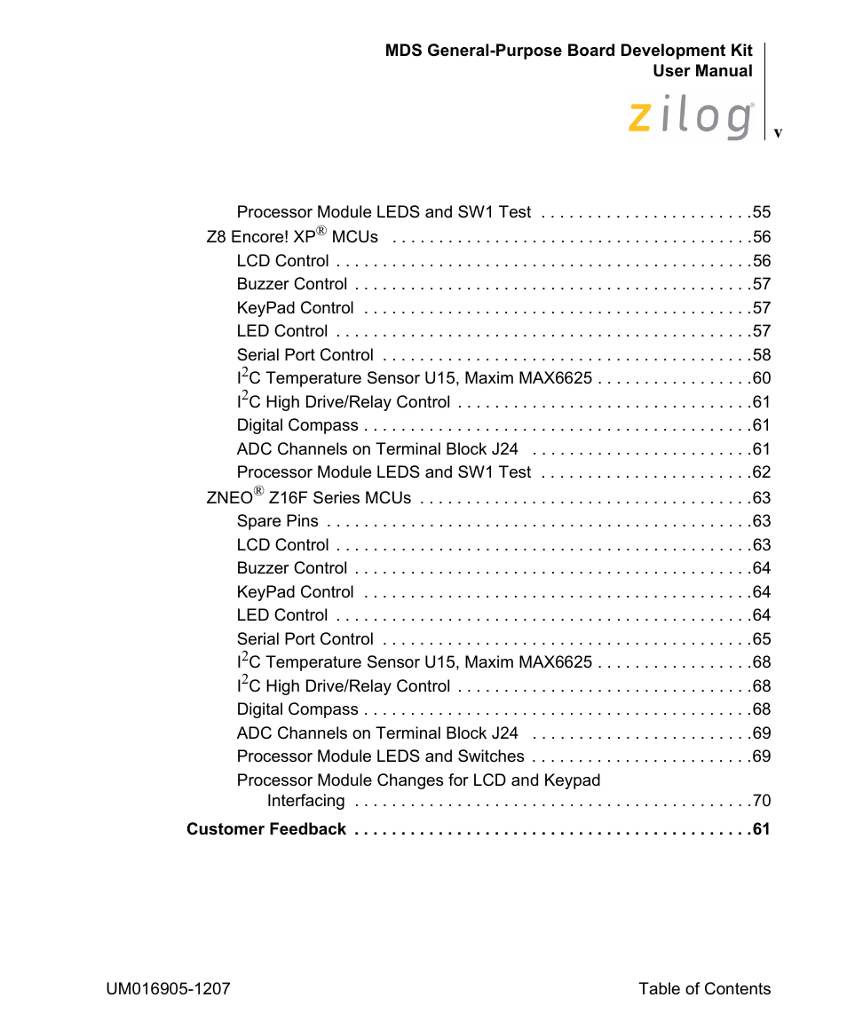 Zilog Z8F0411 User Manual | Page 5 / 83