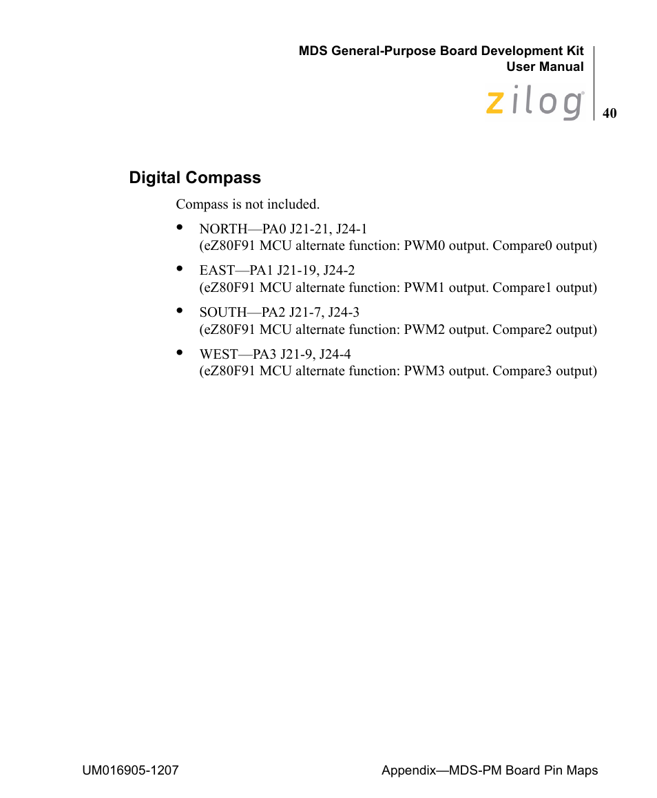 Digital compass | Zilog Z8F0411 User Manual | Page 51 / 83