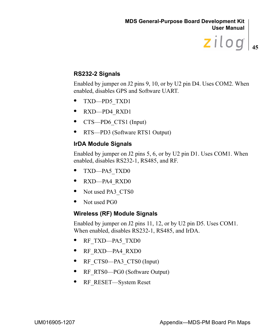 Zilog Z8F0411 User Manual | Page 56 / 83