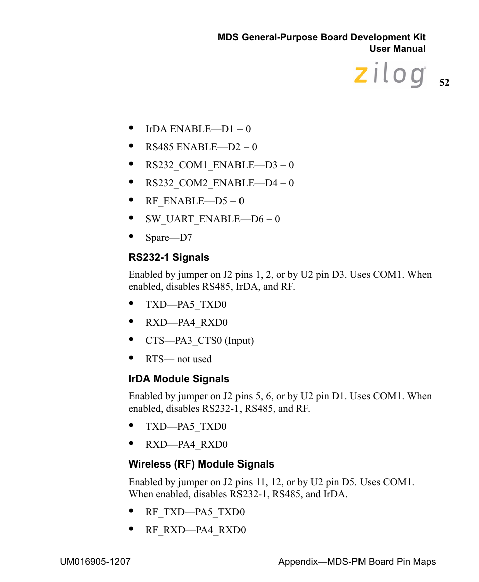 Zilog Z8F0411 User Manual | Page 63 / 83