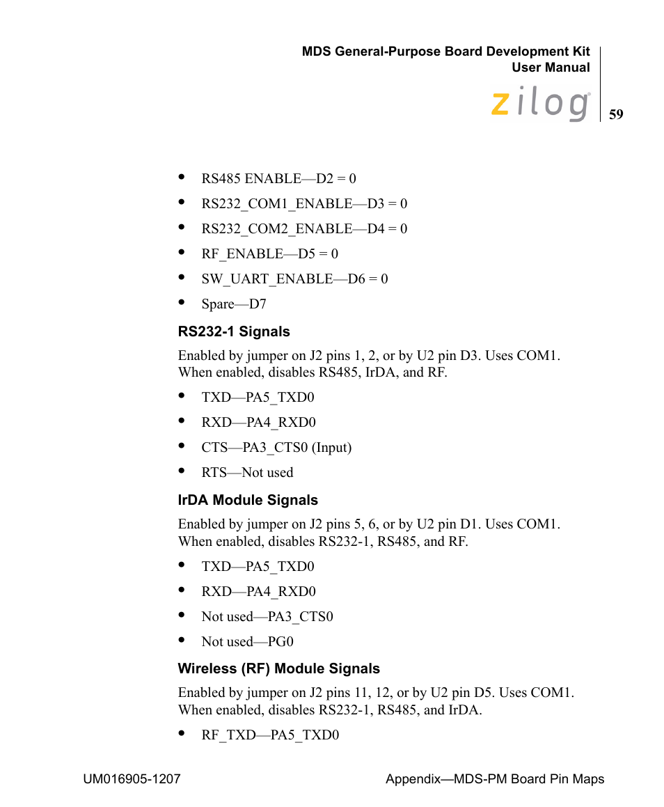Zilog Z8F0411 User Manual | Page 70 / 83
