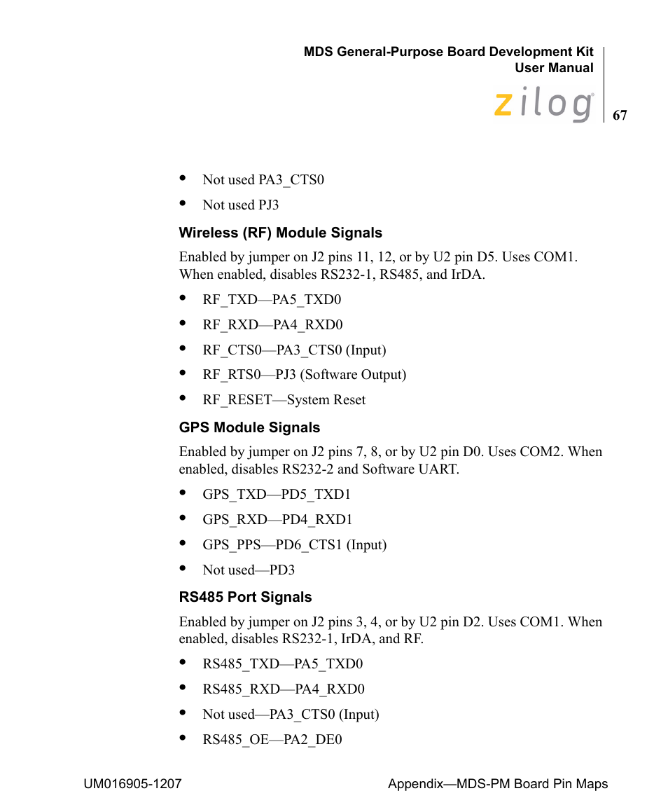Zilog Z8F0411 User Manual | Page 78 / 83