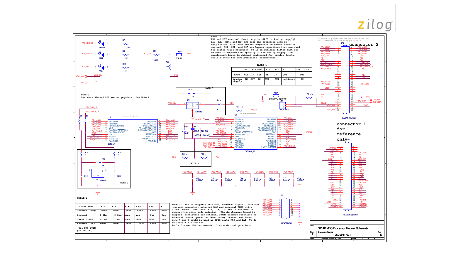 Connector 2 connector 1 for reference only | Zilog Z8F0880 User Manual | Page 16 / 19