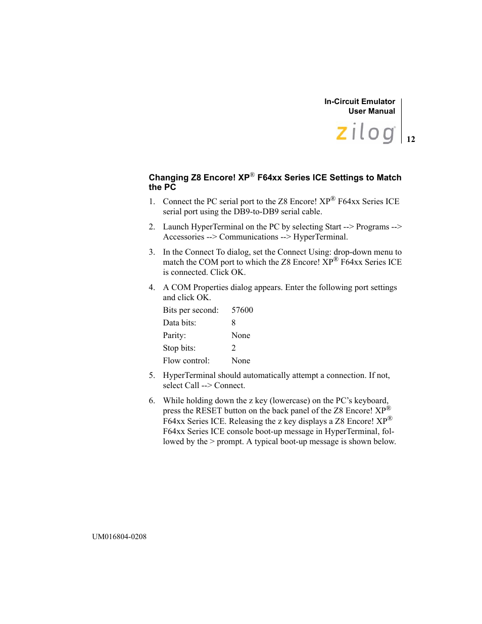 Zilog Z8F1621 User Manual | Page 15 / 27