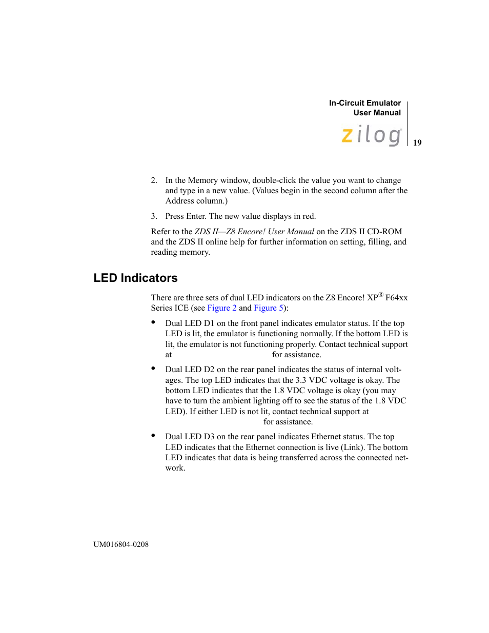 Led indicators | Zilog Z8F1621 User Manual | Page 22 / 27
