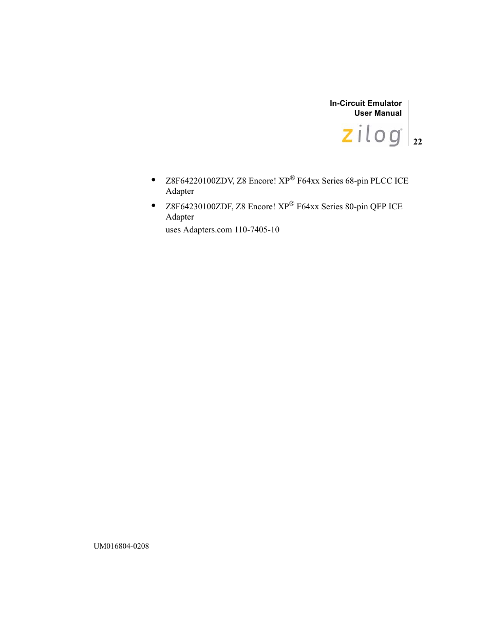 Zilog Z8F1621 User Manual | Page 25 / 27