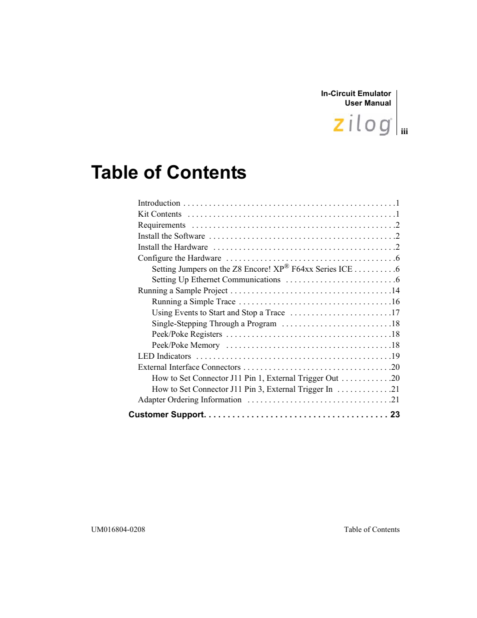 Zilog Z8F1621 User Manual | Page 3 / 27