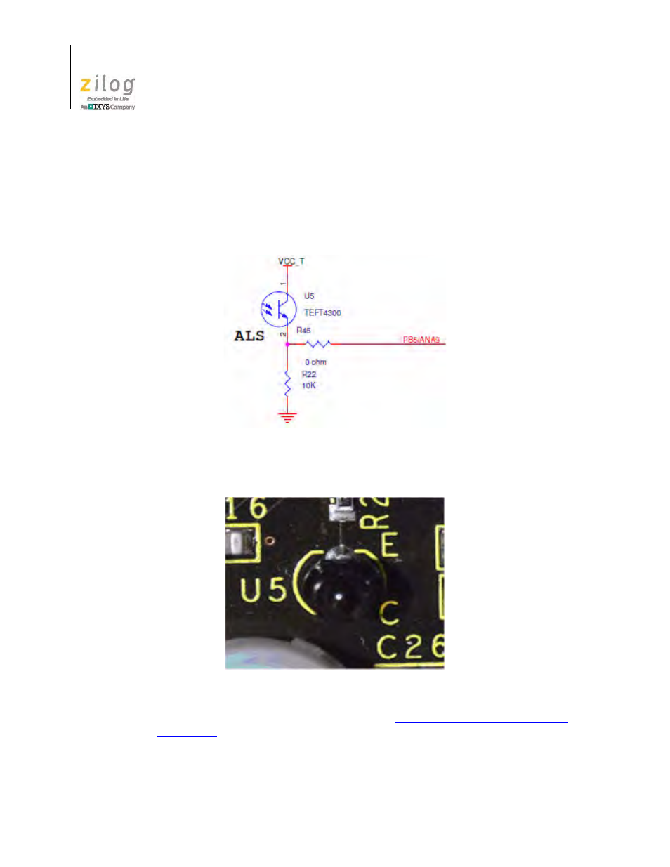 Teft4300 phototransistor, Figure 29. teft4300 phototransistor circuit, Figure 30. the teft4300 phototransistor | Zilog Z8F1681 User Manual | Page 36 / 50