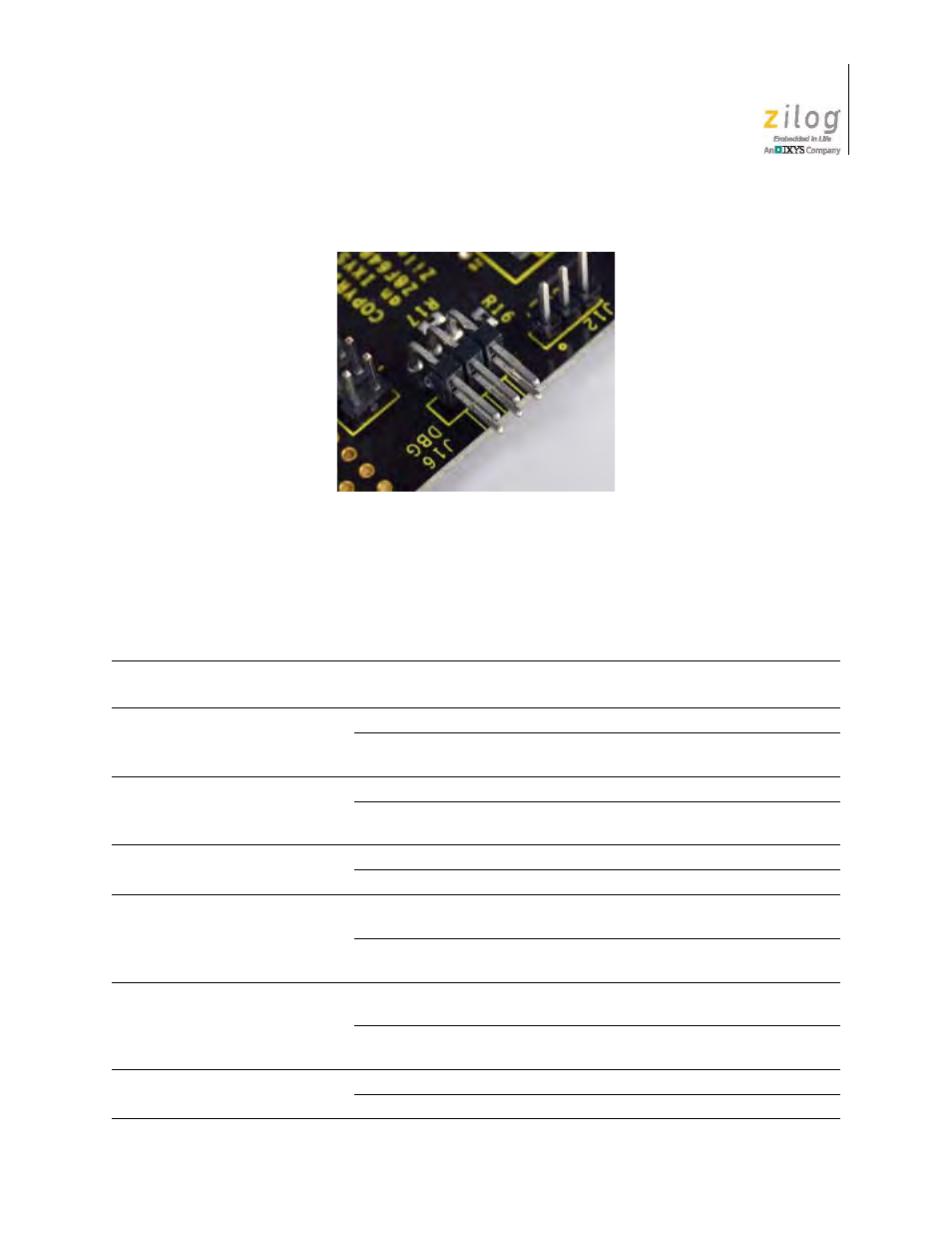 Jumper settings, Figure 35. the j16 dbg device, Table 3 | Zilog Z8F1681 User Manual | Page 39 / 50