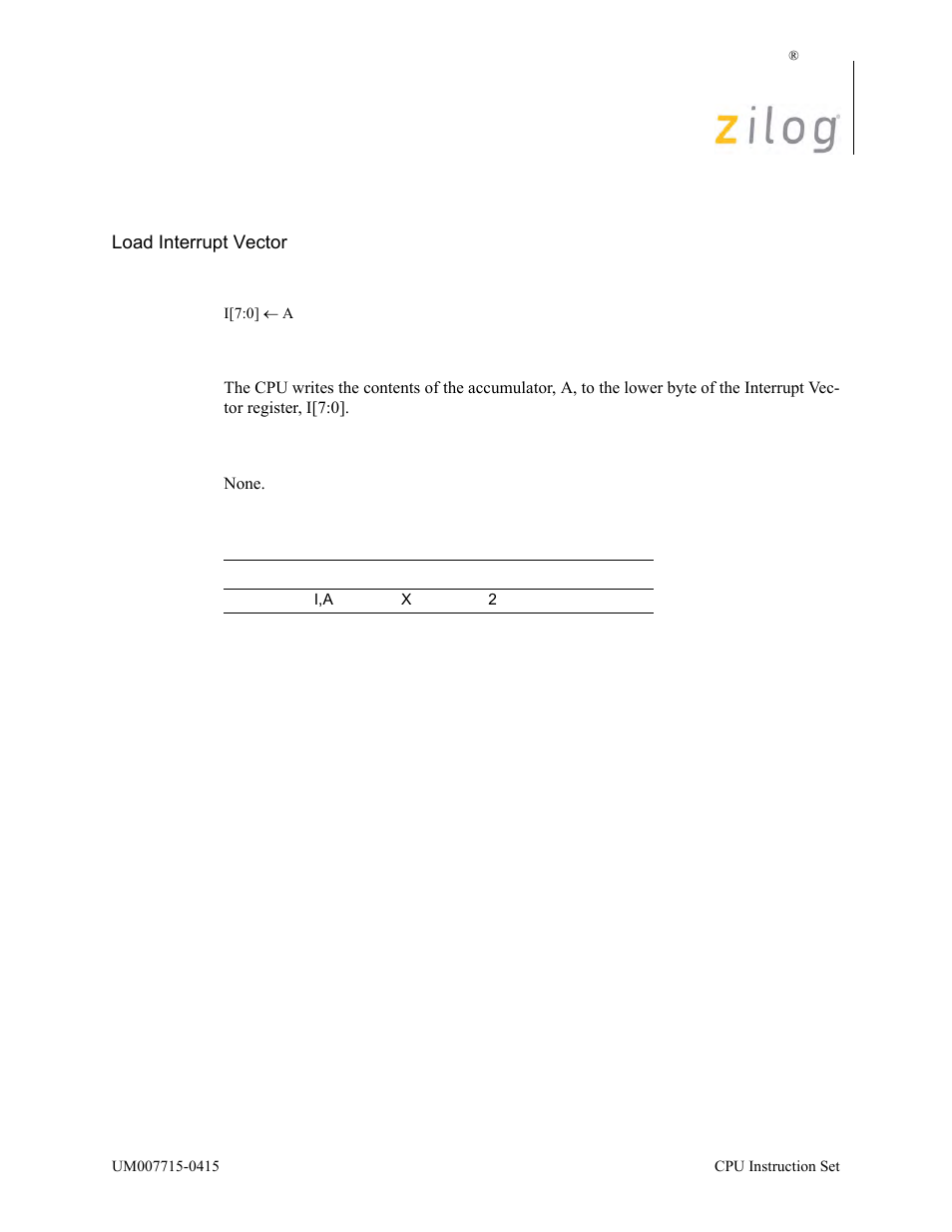 Ld i, a | Zilog EZ80F916 User Manual | Page 210 / 411