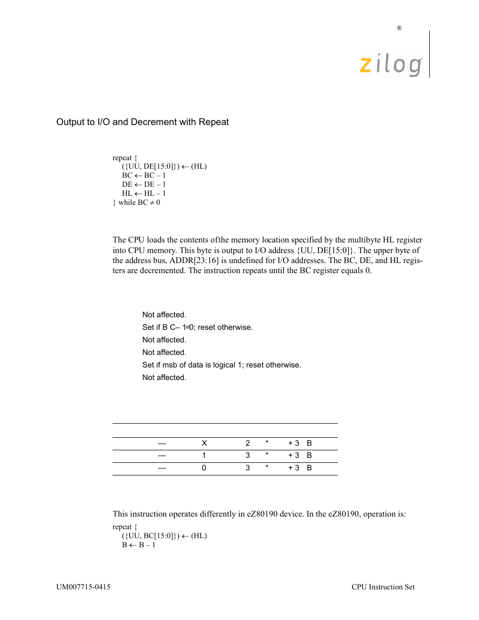 Otd2r, Operation, Description | Zilog EZ80F916 User Manual | Page 265 / 411