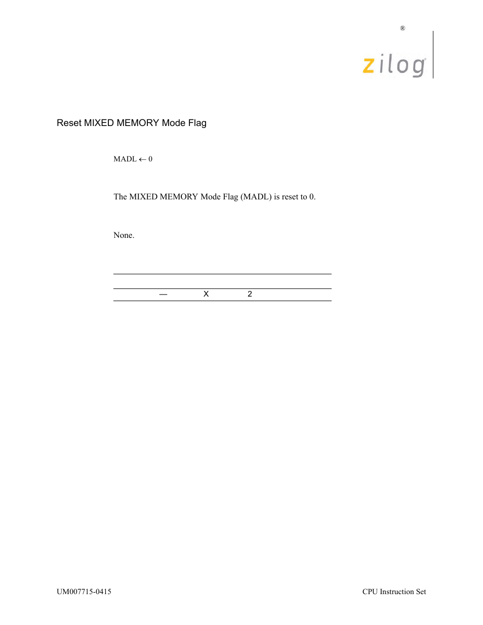 Rsmix | Zilog EZ80F916 User Manual | Page 334 / 411