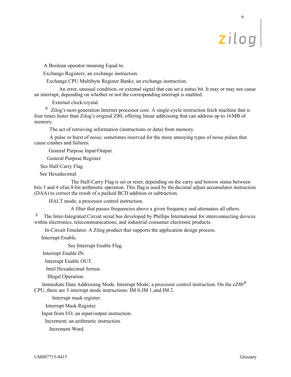 Zilog EZ80F916 User Manual | Page 395 / 411