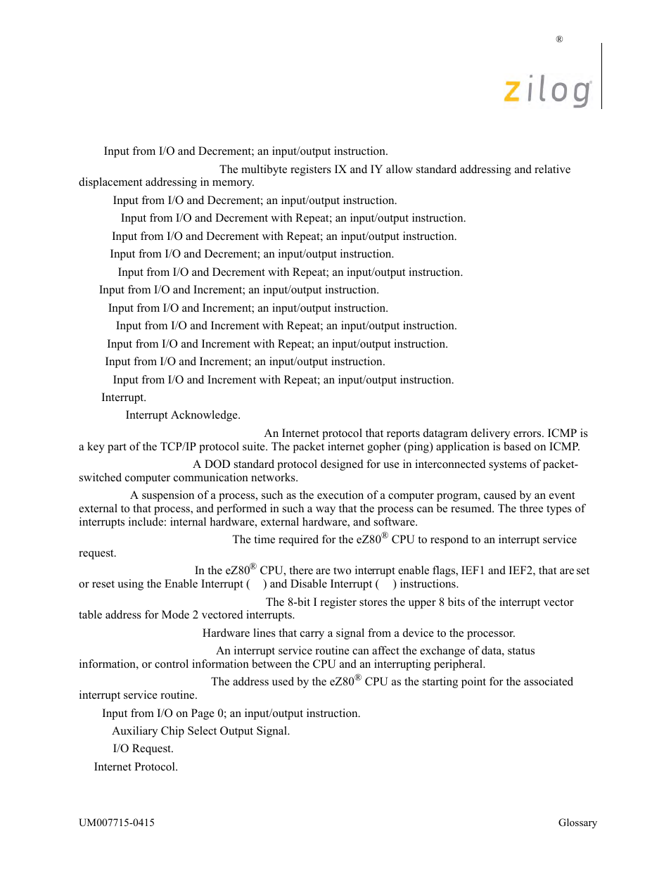 Zilog EZ80F916 User Manual | Page 396 / 411