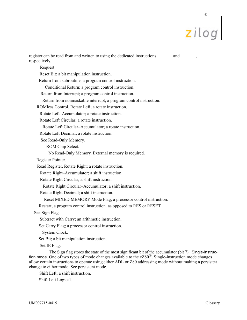 Zilog EZ80F916 User Manual | Page 400 / 411