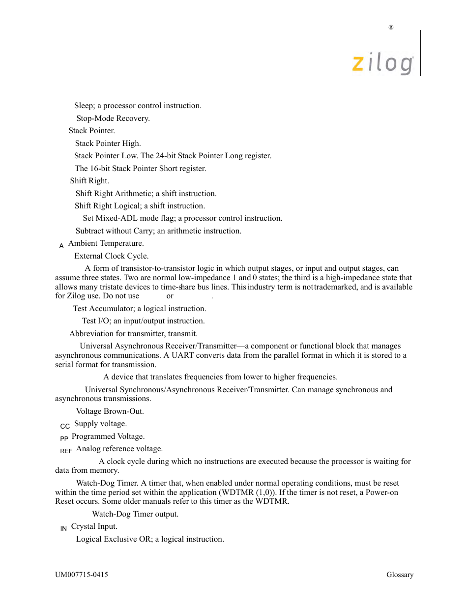 Zilog EZ80F916 User Manual | Page 401 / 411