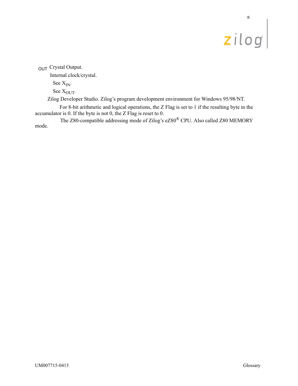 Zilog EZ80F916 User Manual | Page 402 / 411