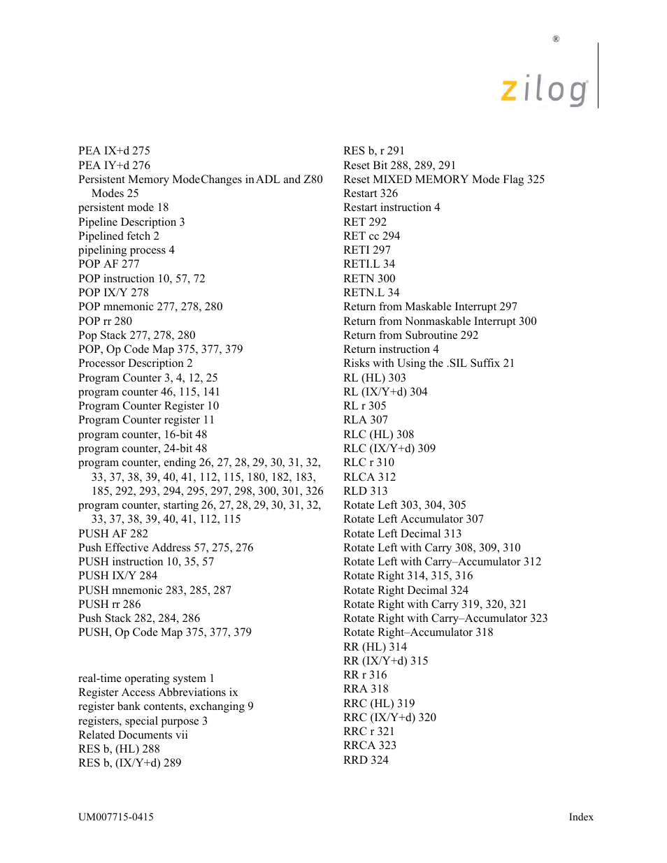 Zilog EZ80F916 User Manual | Page 408 / 411