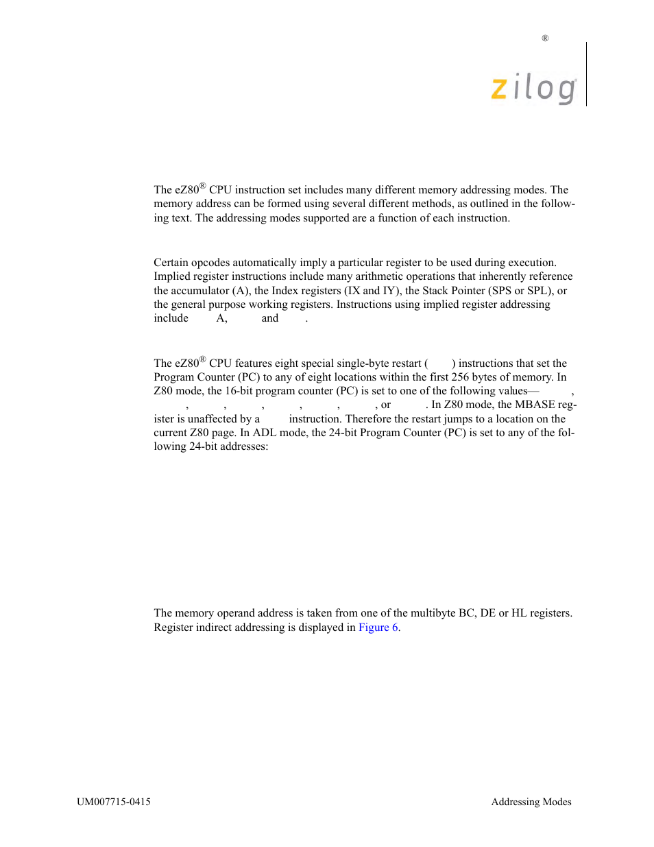 Addressing modes | Zilog EZ80F916 User Manual | Page 57 / 411