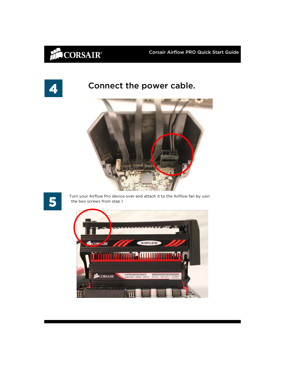 Connect the power cable | Corsair AirFlow Pro User Manual | Page 4 / 7